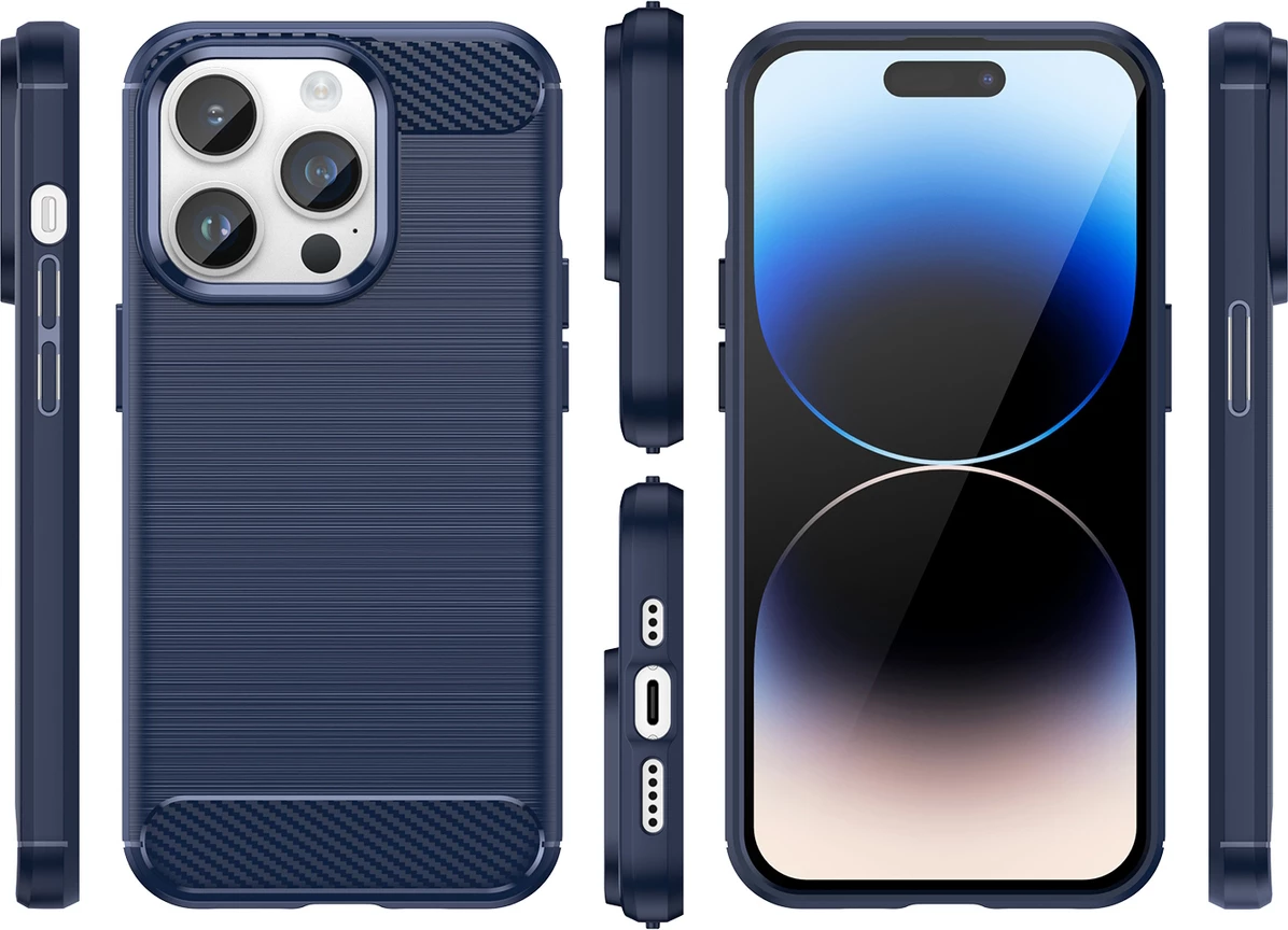 Zaščitna ovitek Hurtel Carbon za iPhone 14 Pro, TPU, modra