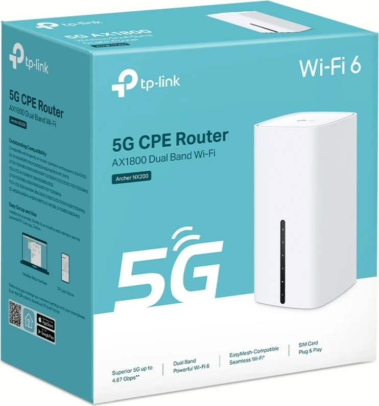 Wi‑Fi 6 in 5G router TP‑Link Archer NX200, bel