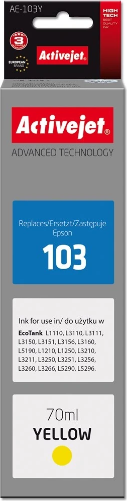 Zamenjalna barva Activejet AE-103Y za tiskalnik Epson, 70 ml
