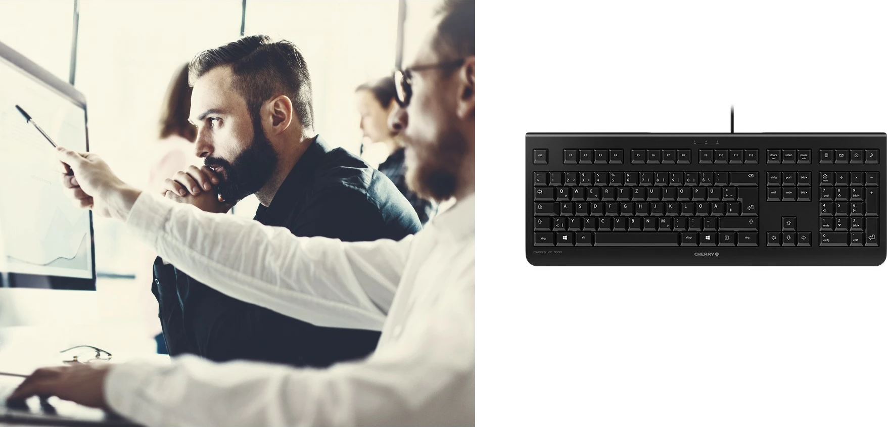 Polna tipkovnica Cherry KC 1000, USB, črna