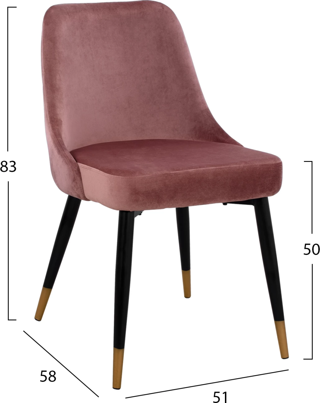 Stol Serentiy FH8527.02 Žamet Gnil jabolko z kovinskim okvirjem 51x58x83cm, set 2 kosov