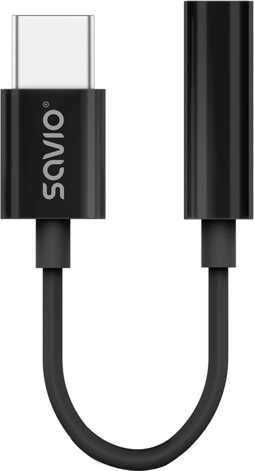 Adapter za zvok USB-C na 3,5 mm Savio AK-74, črn