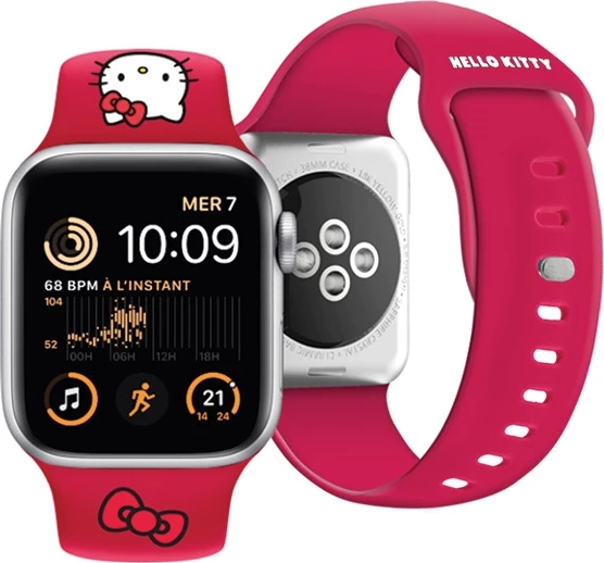 Silikonski pašček za Apple Watch Hello Kitty, 38/40/41 mm, rdeč