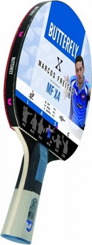 Raketa za namizni tenis Marcos Freitas Butterfly, črno-rdeča