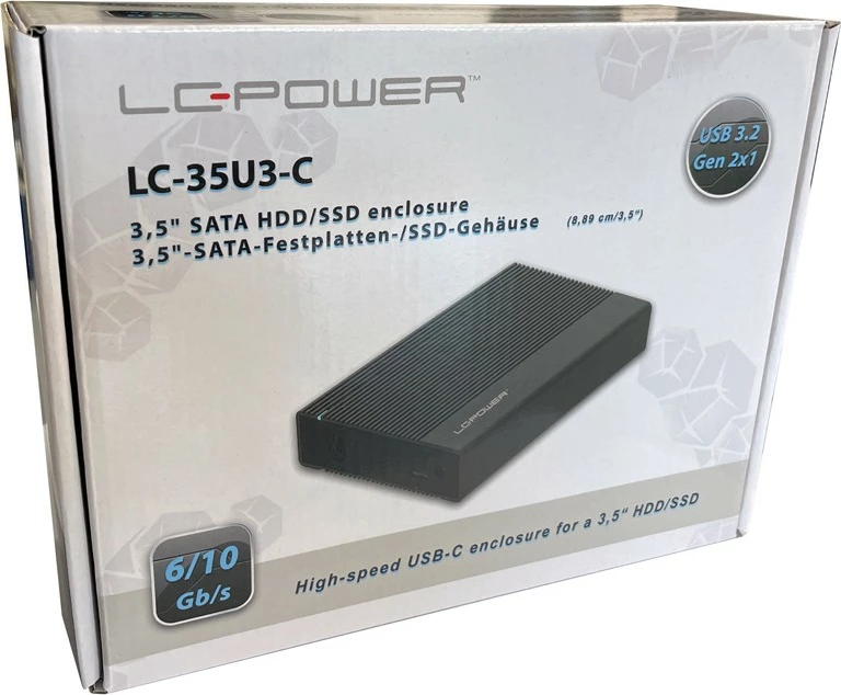 Zunanji ohišje za 2,5" HDD/SSD LC-Power LC-25U3-C, USB Type-C, črn