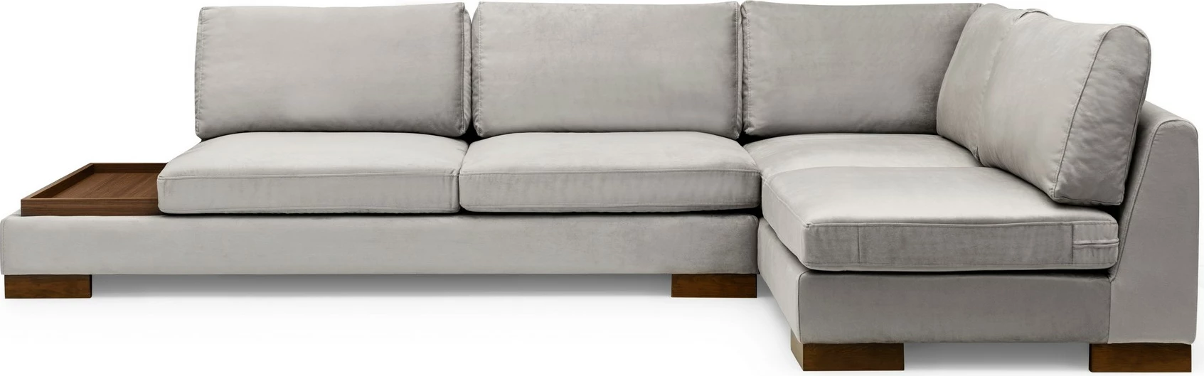Kotna sedežna garnitura Tulip, desna s pufom — Atelier del Sofa, svetlo siva