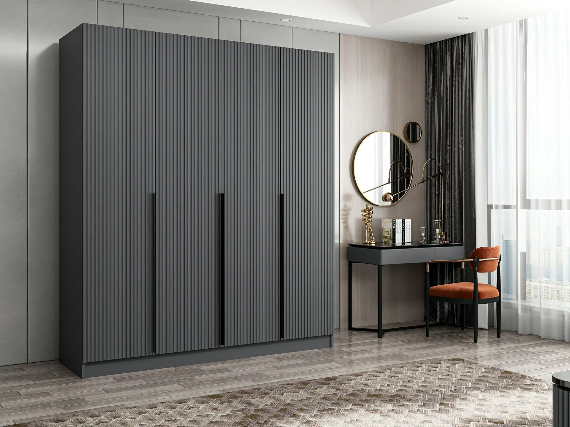 Garderobna omara Kale Plus, Hanah Home, antracit, 180x210x52 cm