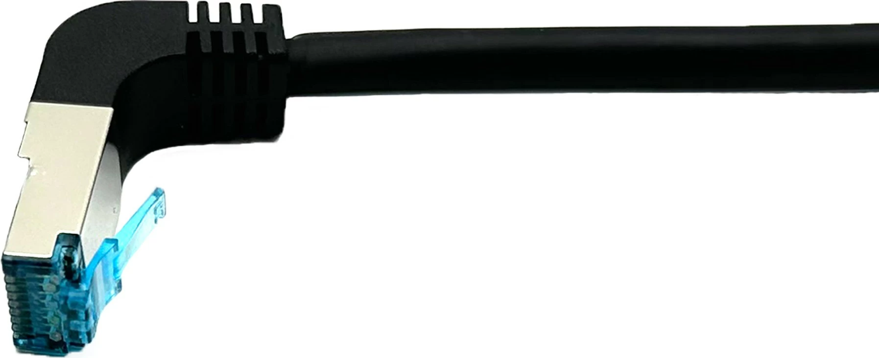 Omrežni kabel Cat6a 0,5 m, ravni na kotni RJ-45, Equip, črn