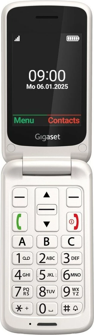 Preprost mobilni telefon Gigaset GL595 Dual SIM, 32 MB RAM, 2,8", biserno bel