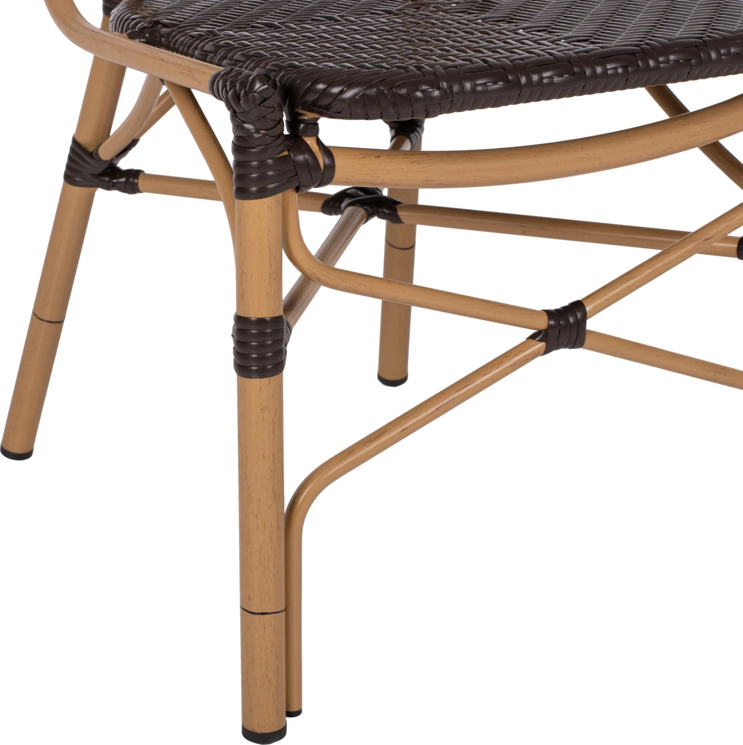 Stol iz aluminija z videzom bambusa in PE ratana v rjavi barvi FH5925.01 47x58x95Hcm
