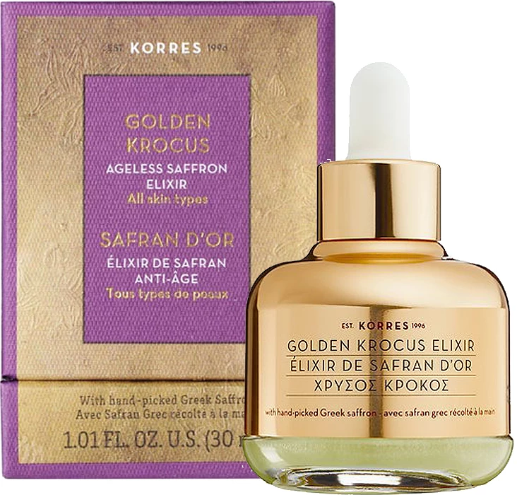 Lepotni eliksir za obraz z grškim žafranom, Korres Golden Krocus Ageless Saffron Elixir, 30 ml