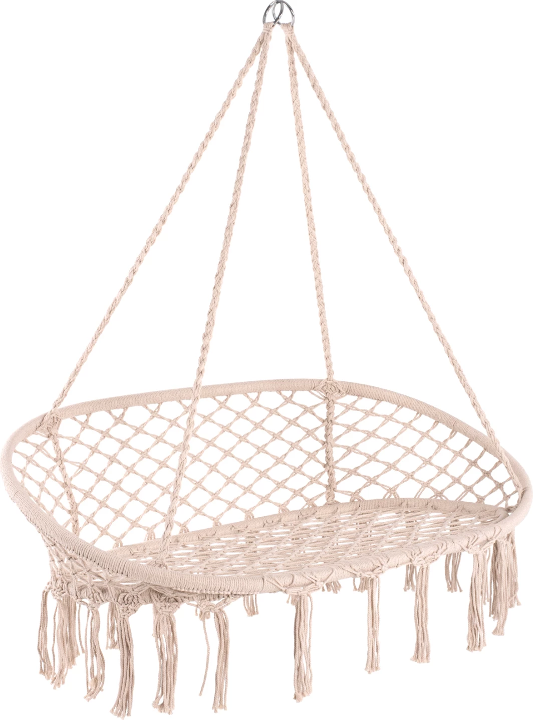 Viseče gnezdo FH5769 za 2 osebi iz makrame vrvi v bež barvi 130x67x120-140H cm.