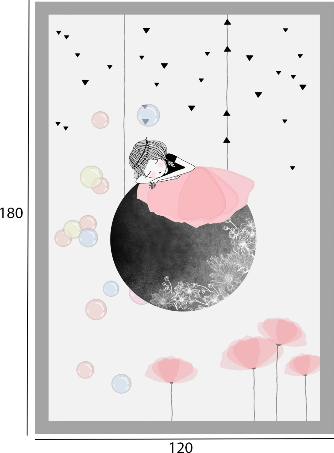 FH7679.01 120Χ180cm, otroška preproga, belo-sivo-roza, resice