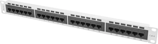 Patch panel, LANBERG PPU6-1024-S, 24 portov, 1U, siva