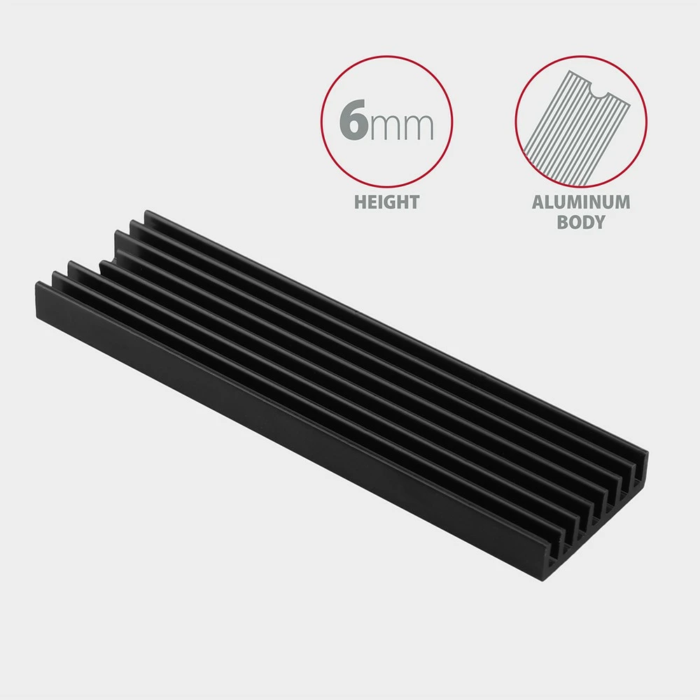 Pasivni radiator za SSD M.2, alumin, 22x80 mm, črn, AXAGON CLR-M2L6