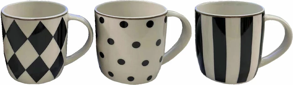 Set skodelic za espresso, 6 kosov, New Bone China porcelan, bela, črna, zlata, 7x5.1x6.8, Jolie