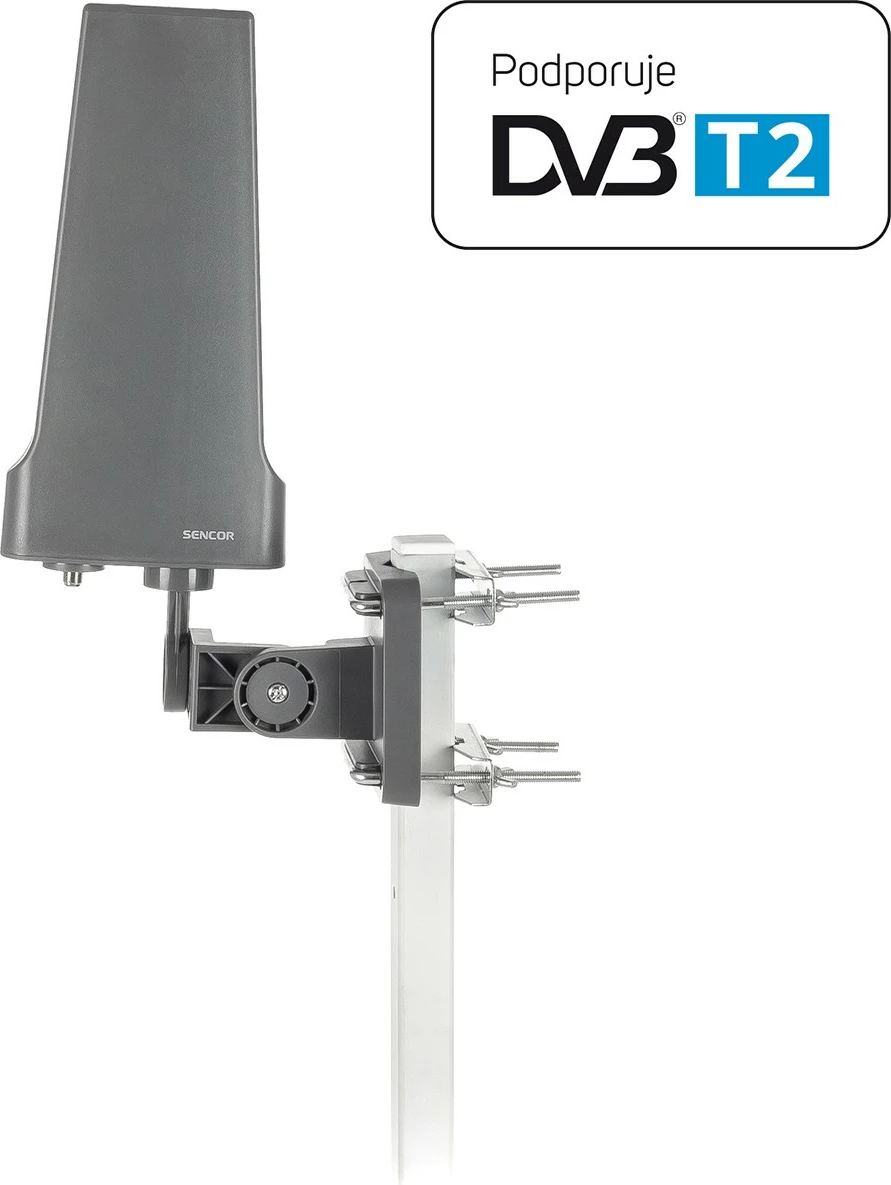 Zunanja antena Sencor SDA 502, DVB-T2/T, 20 dB, 75 Ohm, siva