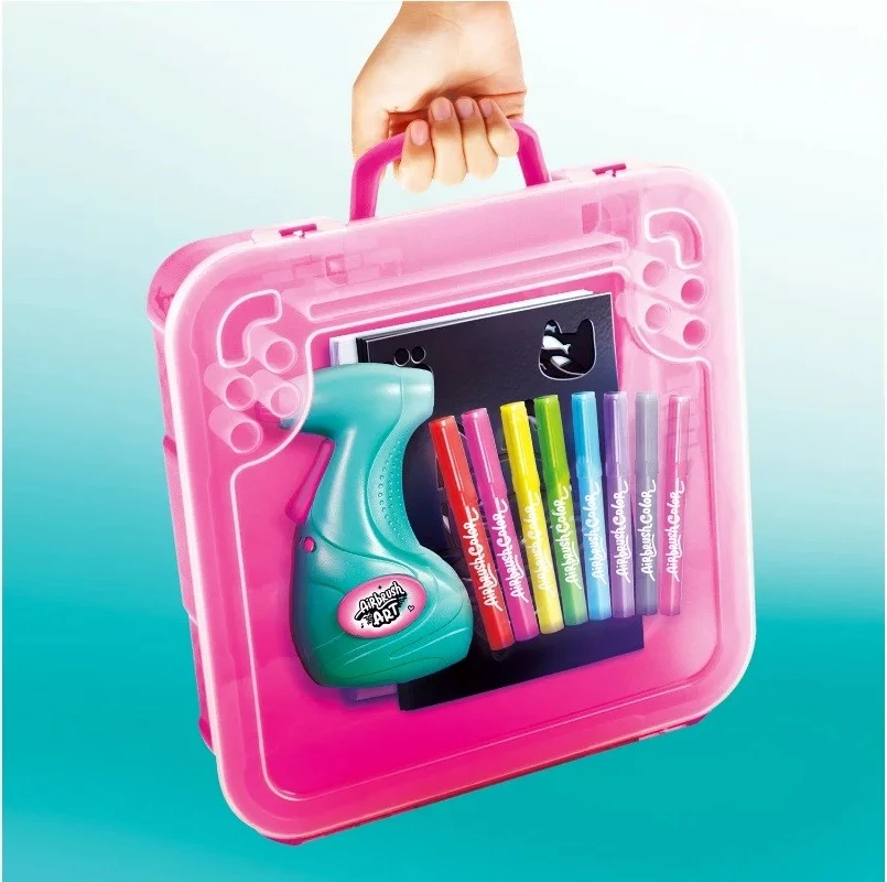 Ustvarjalni set za slikanje z elektronskim aerografom, 8 barv, kovček, rožnat, Epee Project Art EP60473