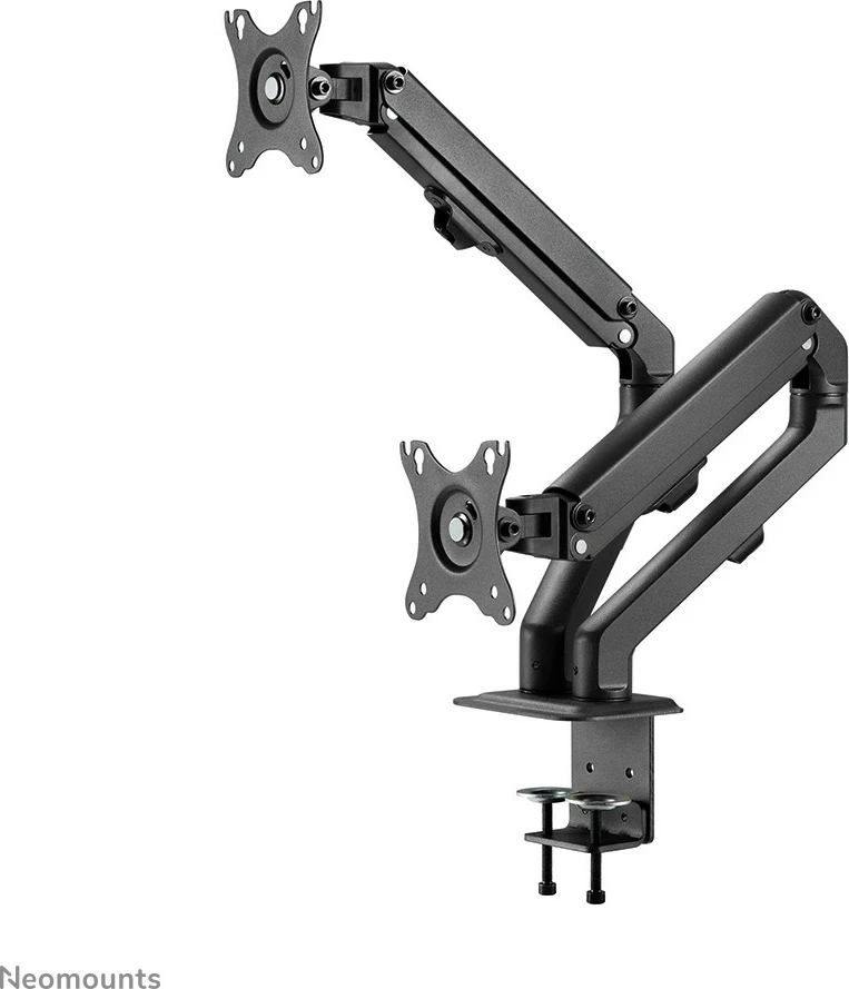 Nosilec za dva monitorja Neomounts FPMA-D650DBLACK, 17–27 palcev, nastavljiva višina z gas spring, črn