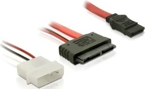 Mikro SATA kabel 0,3 m, 7+7+2 pin, SATA 7-pin, rdeč — Delock