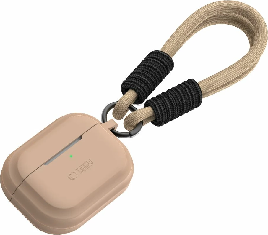 Silikonski ovitek z vrvico za AirPods Pro/Pro 2 Tech‑Protect, svetlo rjav