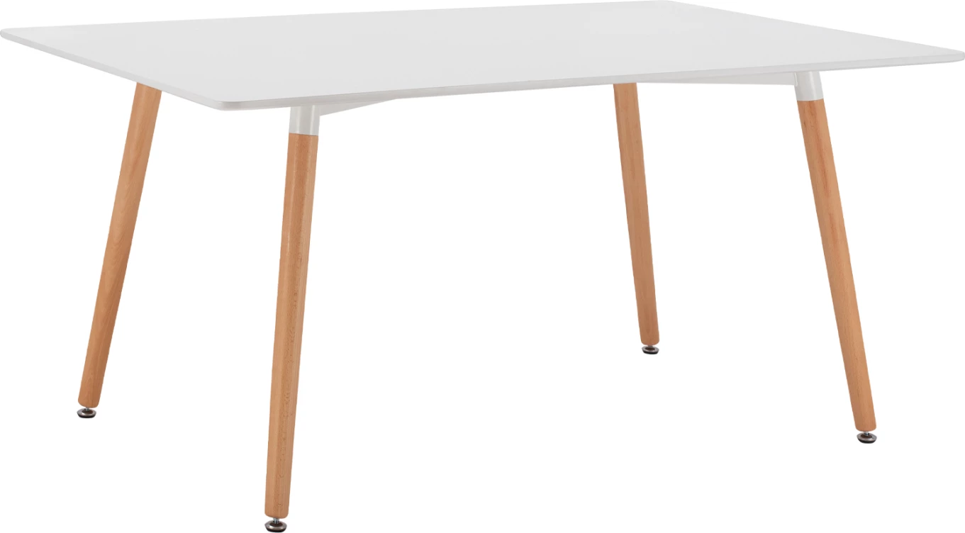 Kuhinjska miza FH8697.01 Minimal, bela MDF, noge bukev, 160x90x74