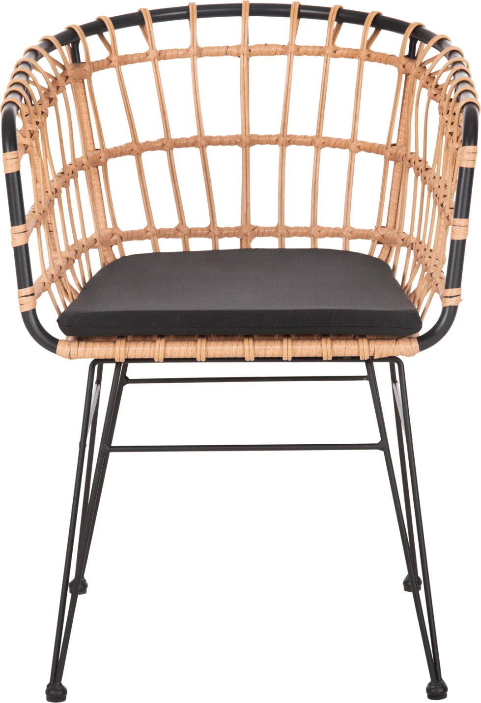 Vrtni naslanjač ALLEGRA FH5456.11 kovina in blazina črna-pletena bež 58x61x81Hcm