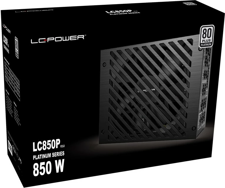 Močnik 850W, 80 PLUS Platinum, popolnoma modularen, ATX 3.0, črn — LC-Power LC850P V3.0
