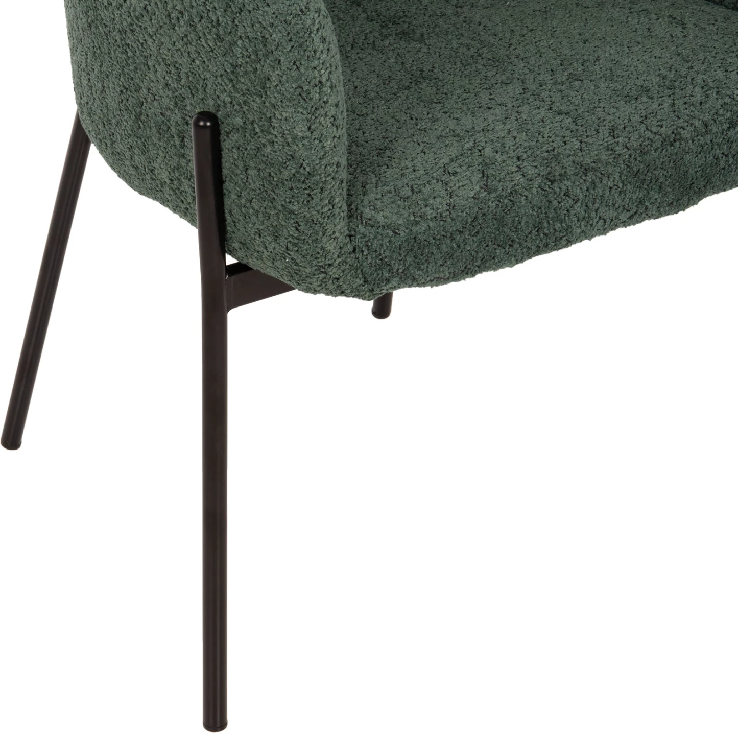 Naslanjač WOLF FH8583.03 v petrolej zeleni boucle tkanini s črnimi kovinskimi nogami 58x58x80H cm, set 2 kosov