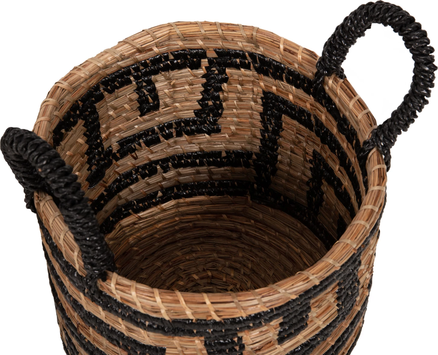 2-delni komplet dekorativnih košar FH7846.02 iz mendong trave v naravno-črni barvi Φ36x32-40Hcm