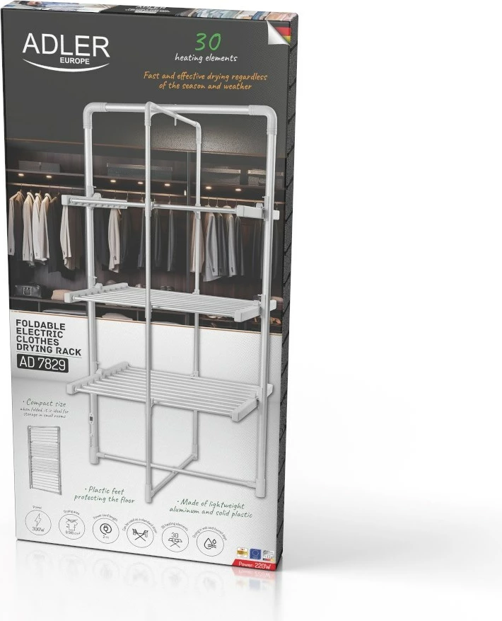Električna sušilnica perila Adler AD 7829, zložljiva, bela