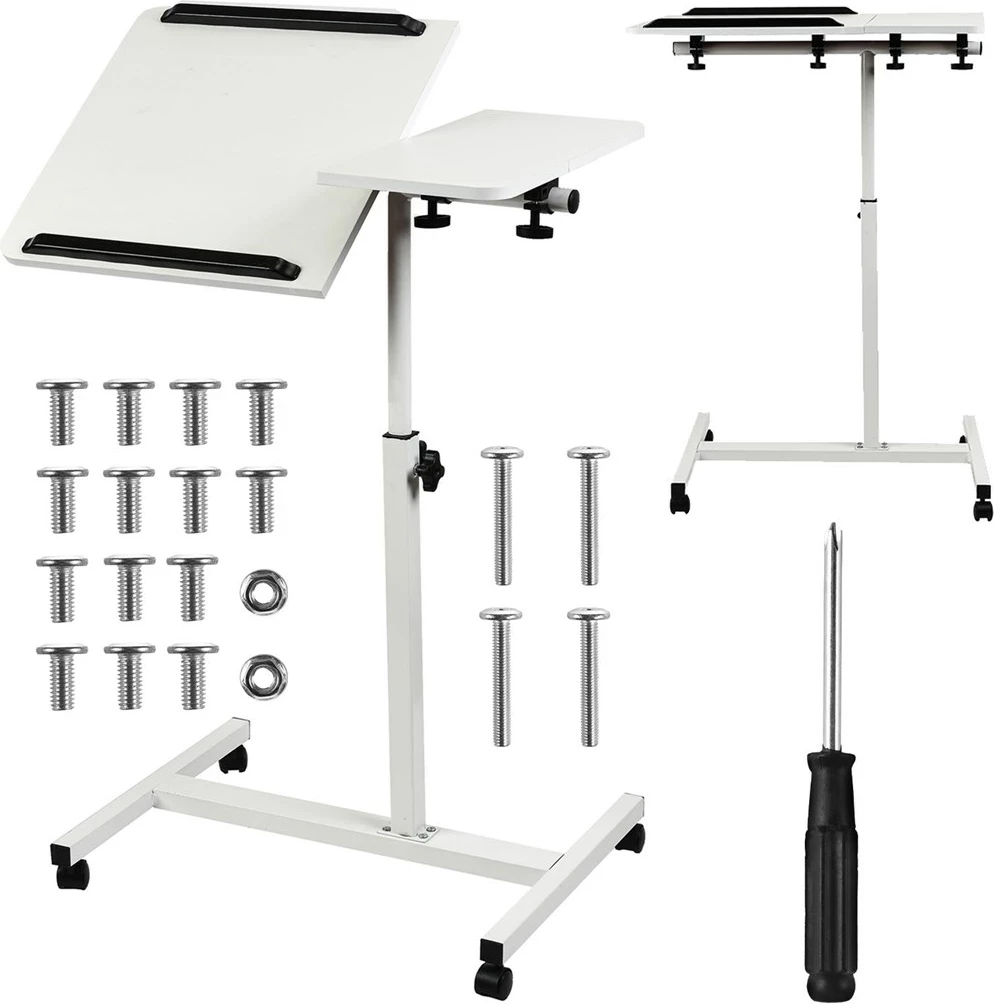 Mobilna miza za prenosnik, Maclean MC-121 W, nastavljiva višina 59–89 cm, bela