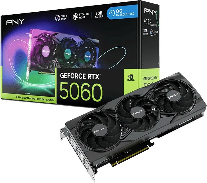 Grafična kartica PNY GeForce RTX 5060 OC, 8 GB, RGB