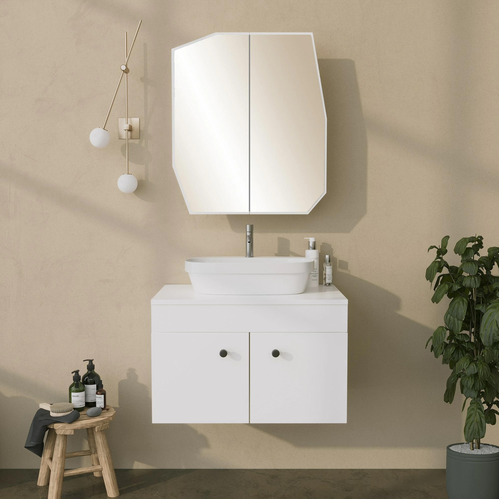 Kopalniška omarica Quartz, Hanah Home, bela
