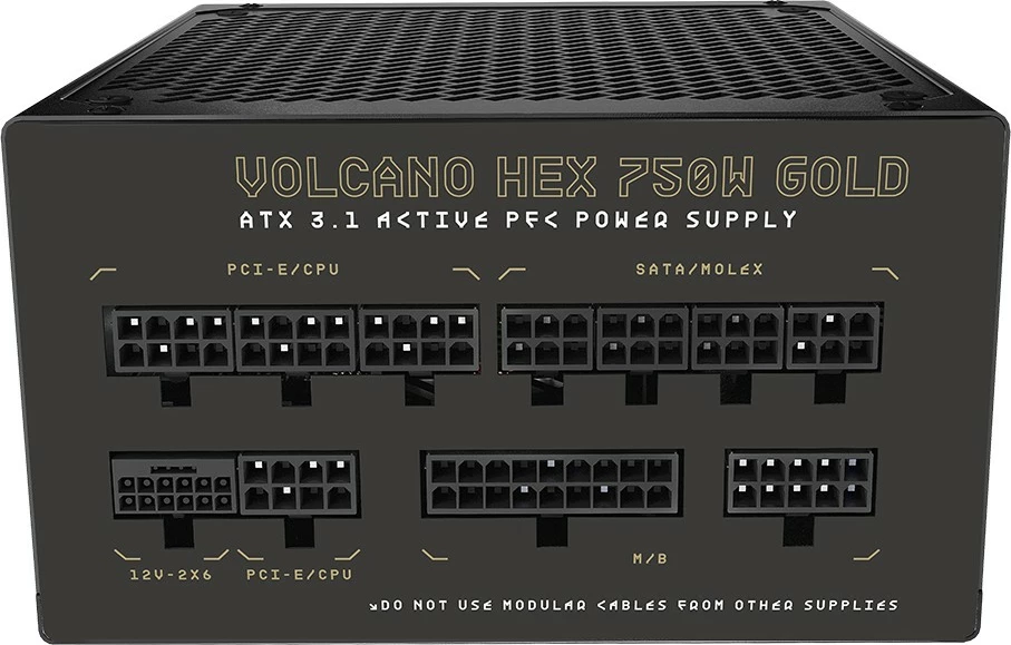 Napajalnik 750 W, 80 PLUS Gold, modularen, ATX 3.1, 12VHPWR, MODECOM Volcano HEX