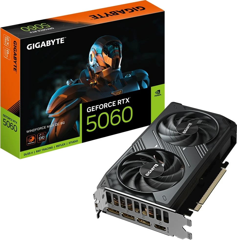 Grafična kartica Gigabyte GeForce RTX 5060 WINDFORCE MAX OC, 8 GB, črna