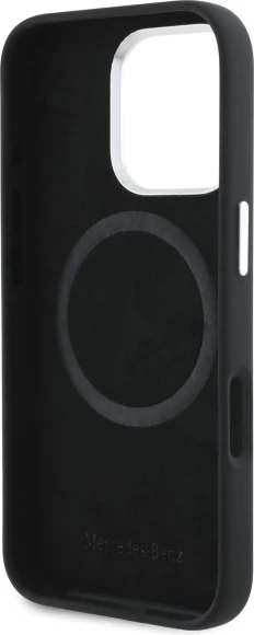 Silikonski ovitek z navpičnimi črtami za iPhone 16 Pro 6,3" Mercedes MEHMP16L23SUVSK, MagSafe, črn
