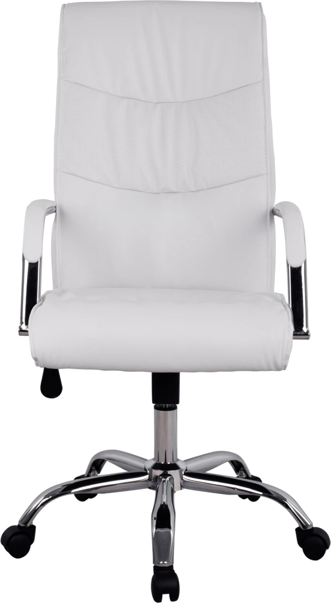 Direktorski pisarniški stol bele barve s kromirano osnovo Jacob FH1044.12 57x75,5x100 cm