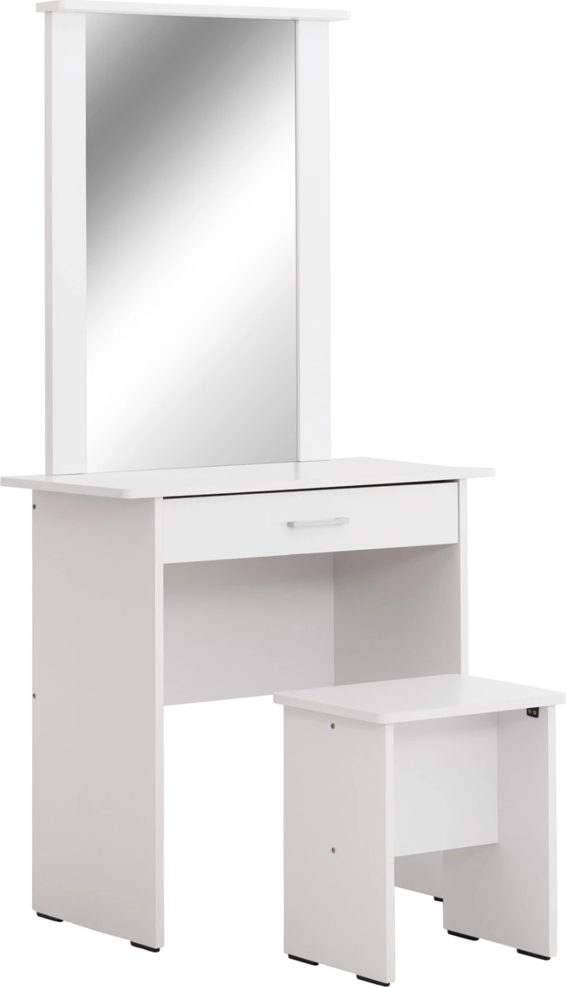 Toaletna miza z ogledalom in stolčkom CRYSTEL FH9938.01 melamin v beli barvi 74x39x155Hcm