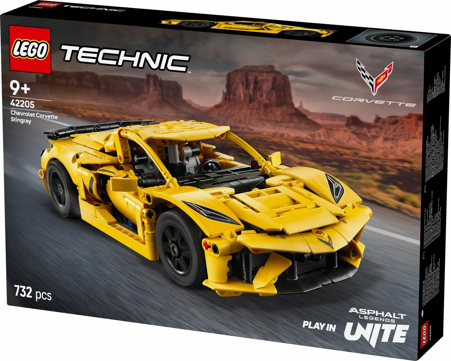 Gradbeni komplet LEGO Technic Chevrolet Corvette Stingray 42205, 732 kosov, rumen