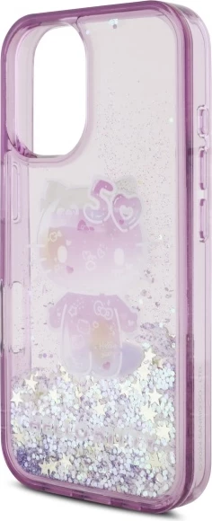 Ovitek za telefon Liquid Glitter 50. obletnica Hello Kitty za iPhone 16, vijoličen