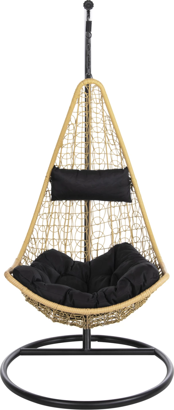 Viseče gnezdo MILLIE FH5996.04 kovinsko črno-sintetični ratan v bež Φ95x195Hcm