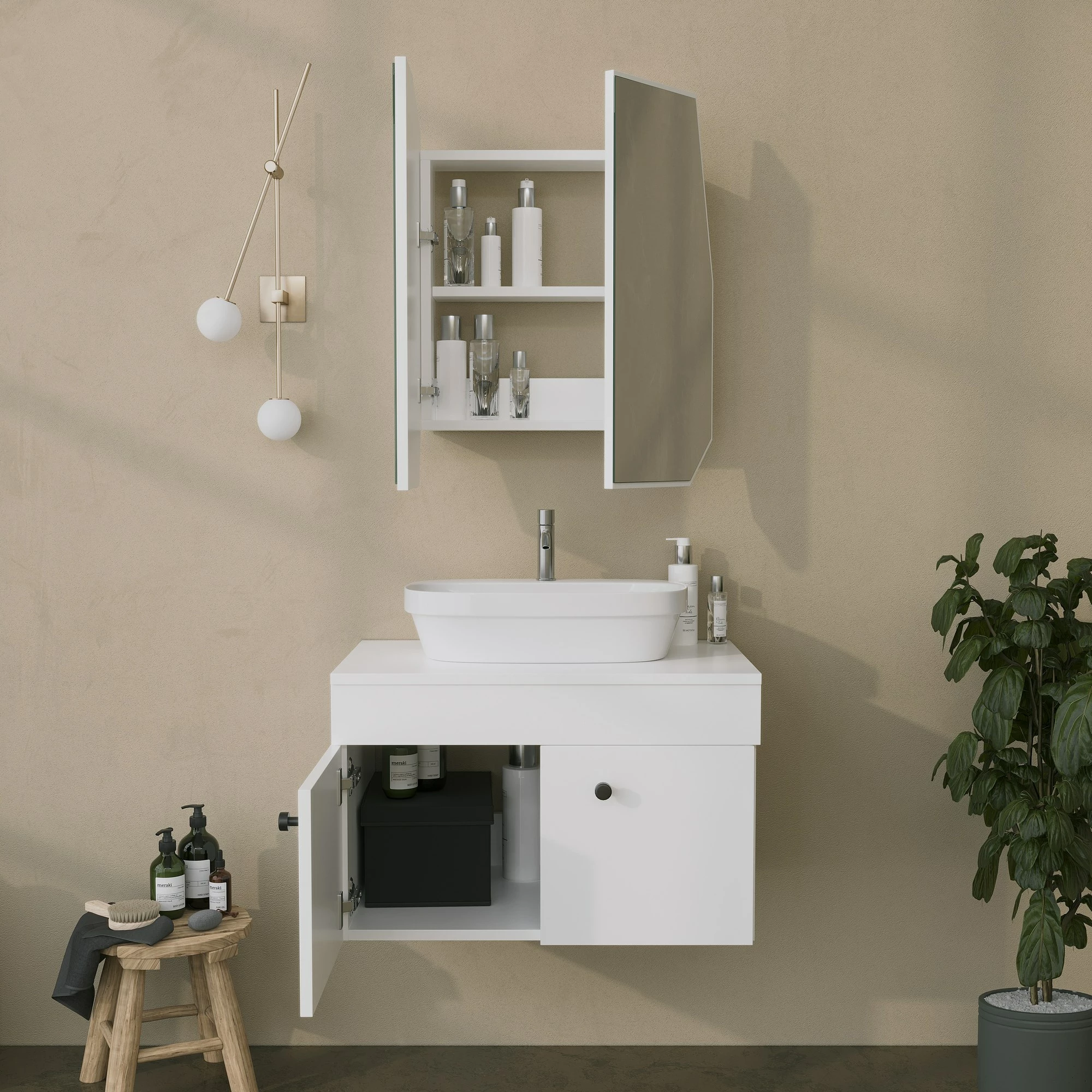 Kopalniška omarica Quartz, Hanah Home, bela