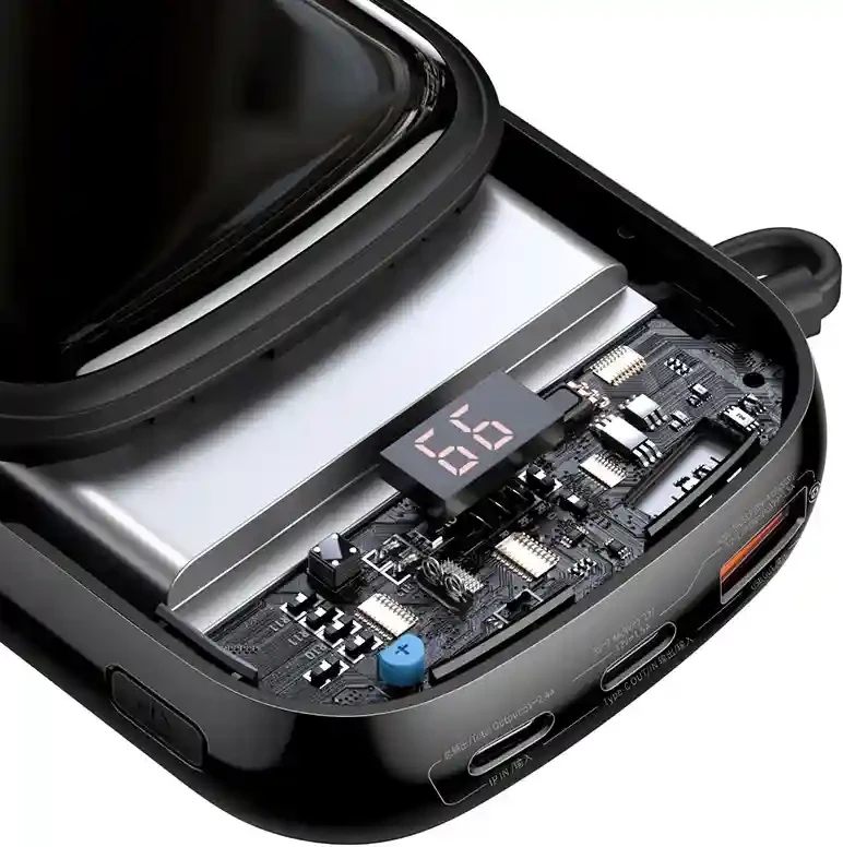 Powerbank 20.000 mAh, 20W, s kablom Lightning, USB-C in USB, črn - Baseus Qpow PRO