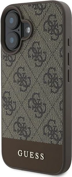 Ovitek za telefon 4G Bottom Stripe za iPhone 16 Plus 6,7", Guess, rjav