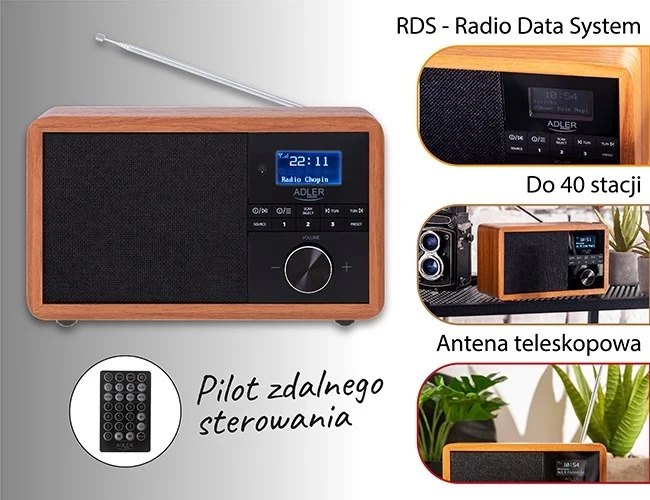 Digitalni prenosni radio Adler AD 1184, rjav, črn