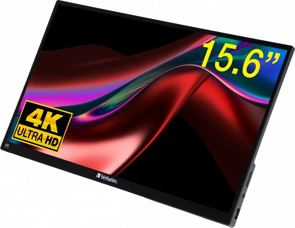 Prenosen zaslon na dotik Verbatim PMT-15-4K, 15,6" 4K UHD IPS, 10-točkovni, USB-C/HDMI, črn