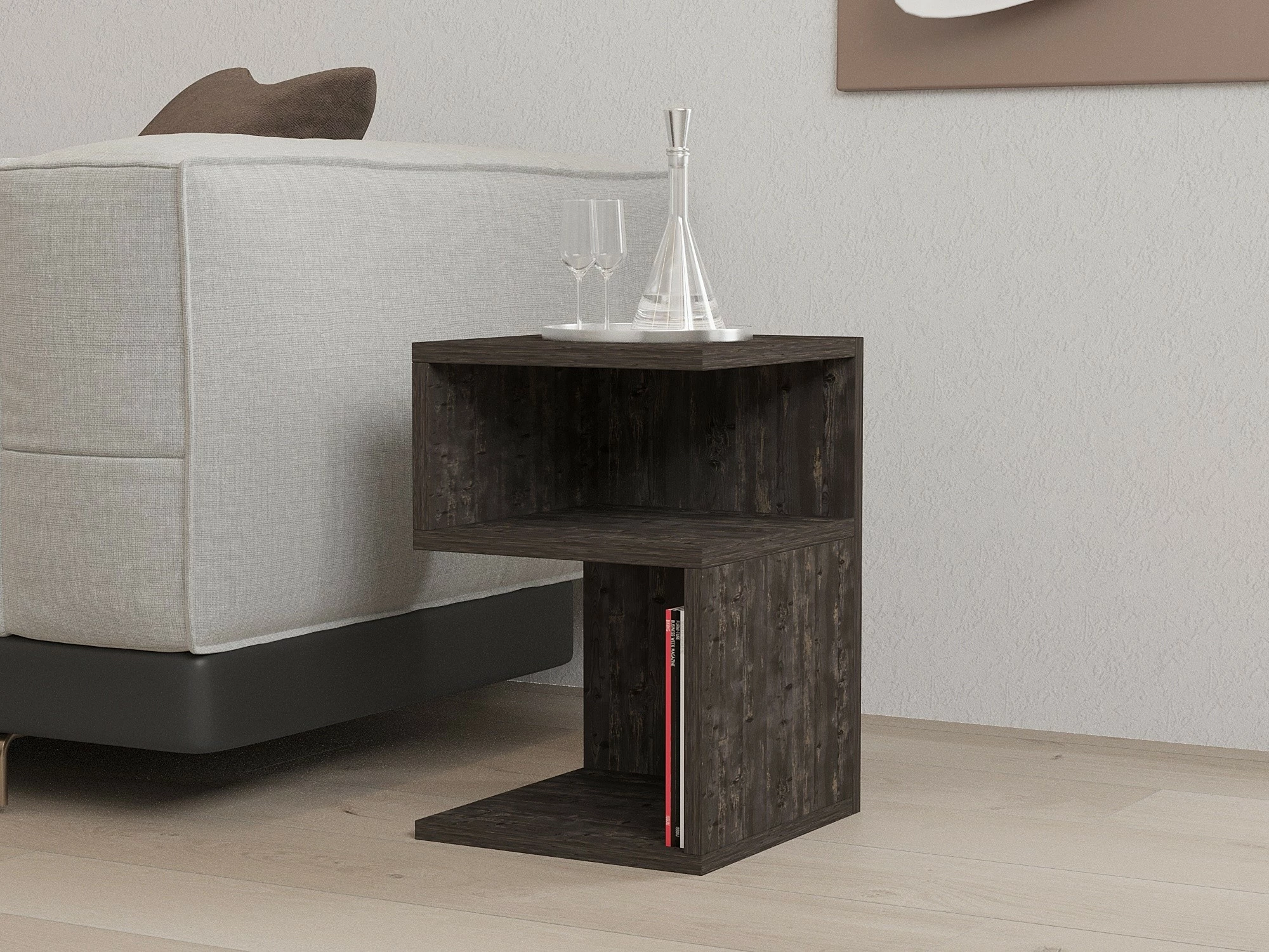 Stranska mizica Carol, Hanah Home, antracit