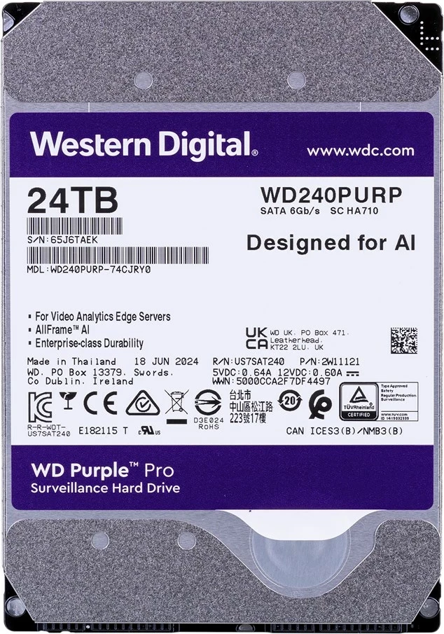 Notranji disk za nadzor Western Digital Purple Pro WD240PURP 24 TB