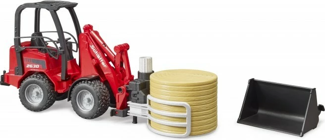 Nakladalec na kolesih BRUDER Schaffer 2630, z dodatki, rdeč